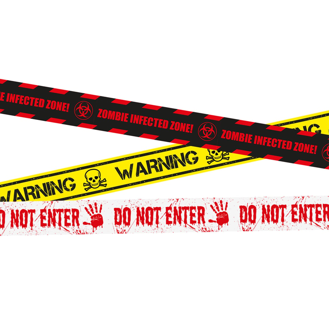 Halloween Spooky Warning Tape Hanging Decorations 3m - Pack of 3
