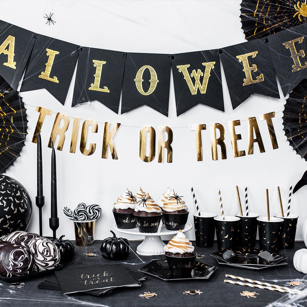 Halloween Trick Or Treat Gold Foil Bats Black Paper Cups 220ml - Pack of 6 View 5