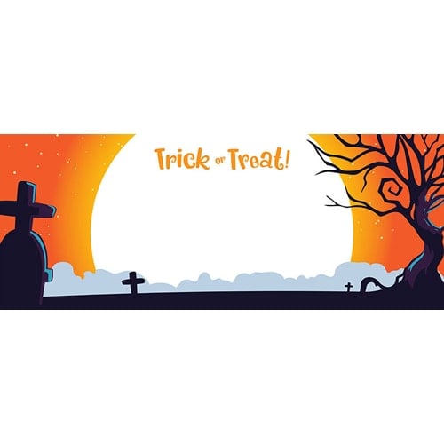 Halloween Trick or Treat Graveyard Design Medium Personalised Banner – 6ft x 2.25ft