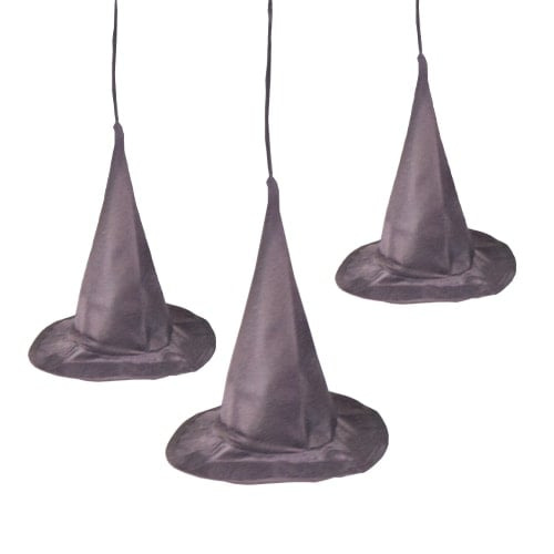 Black Fabric Witch Hat Halloween Hanging Decorations 20cm - Pack of 3 View 2