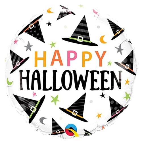Halloween Witches Hats Pattern Round Foil Helium Balloon 46cm / 18 in