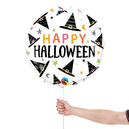 Halloween Witches Hats Pattern Round Foil Helium Balloon 46cm / 18 in Product Gallery Image