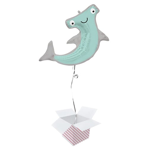 Hammerhead Shark Helium Foil Giant Balloon - Inflated Balloon in a Box Product Gallery Image