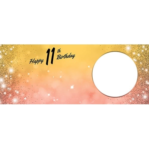 Happy 11th Birthday Sparkles Gold Pink Design Medium Personalised Banner – 6ft x 2.25ft