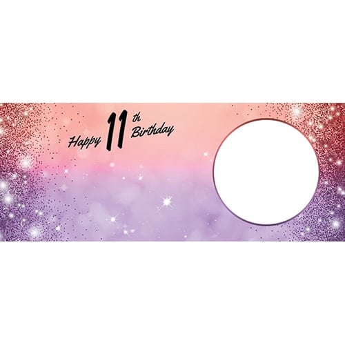 Happy 11th Birthday Sparkles Red Purple Design Large Personalised Banner – 10ft x 4ft