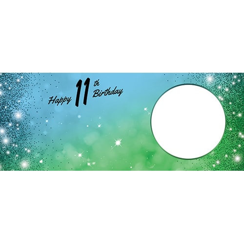 Happy 11th Birthday Sparkles Blue Green Design Small Personalised Banner – 4ft x 2ft