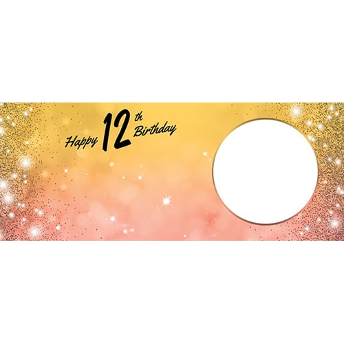 Happy 12th Birthday Sparkles Gold Pink Design Small Personalised Banner – 4ft x 2ft