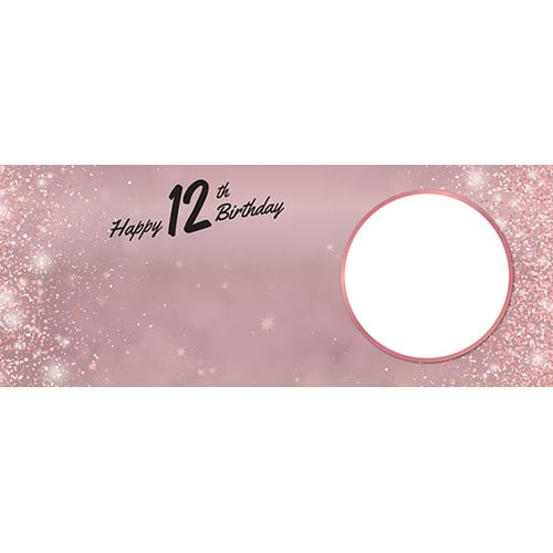 Happy 12th Birthday Rose Gold Sparkles Design Small Personalised Banner 4ft x 2ft