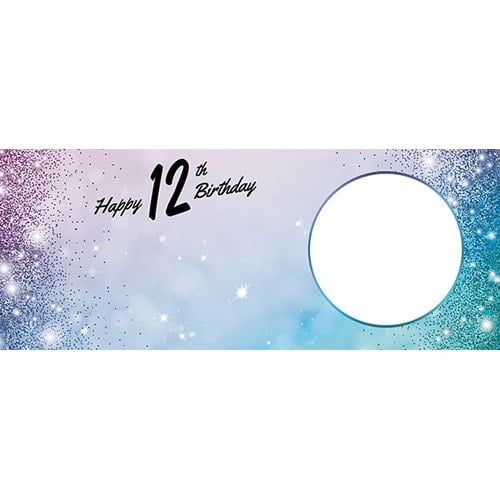 Happy 12th Birthday Sparkles Blue Pink Design Small Personalised Banner – 4ft x 2ft