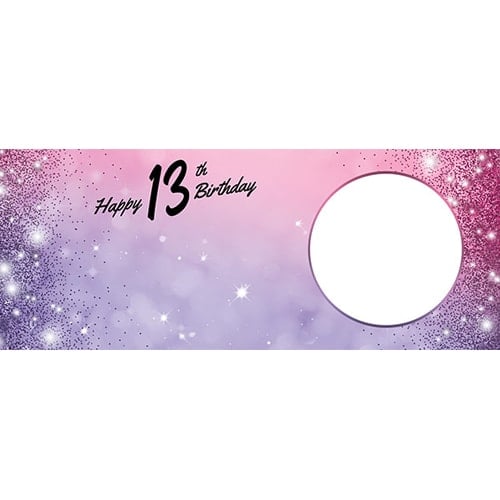 Happy 13th Birthday Sparkles Pink Purple Design Large Personalised Banner – 10ft x 4ft
