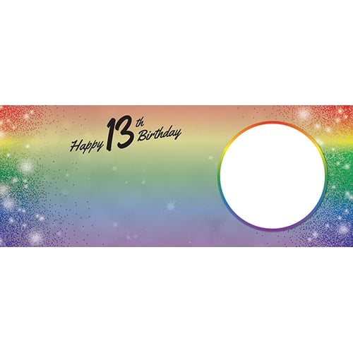 Happy 13th Birthday Rainbow Sparkles Design Small Personalised Banner – 4ft x 2ft