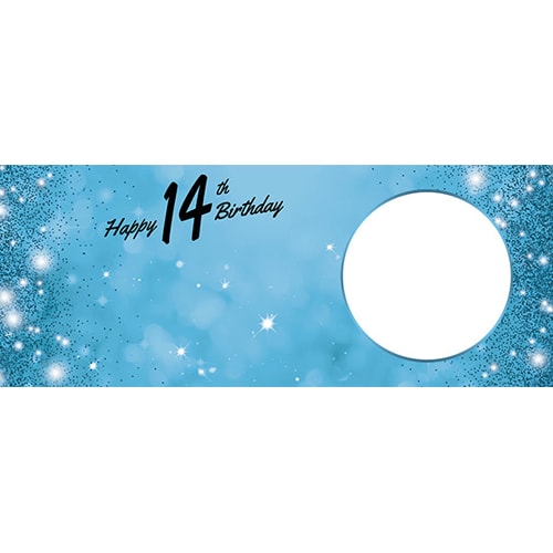 Happy 14th Birthday Sparkles Baby Blue Design Small Personalised Banner – 4ft x 2ft