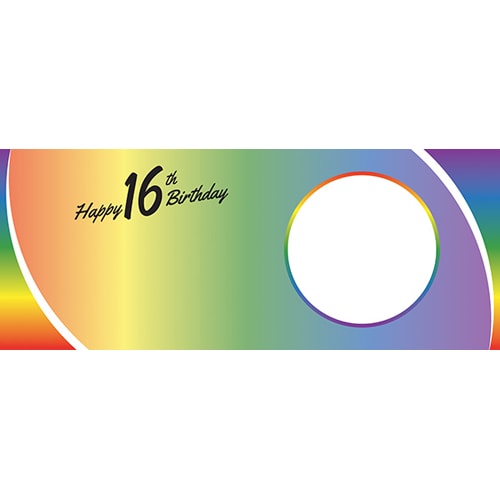 Happy 16th Birthday Rainbow Ombre Design Large Personalised Banner – 10ft x 4ft