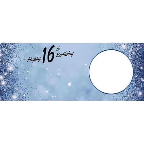 Happy 16th Birthday Sparkles Royal Blue Design Medium Personalised Banner – 6ft x 2.25ft