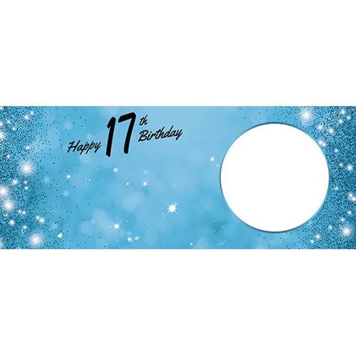 Happy 17th Birthday Sparkles Baby Blue Design Small Personalised Banner – 4ft x 2ft