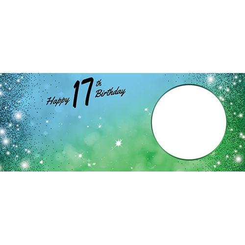 Happy 17th Birthday Sparkles Blue Green Design Small Personalised Banner – 4ft x 2ft