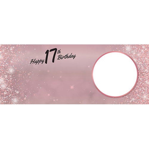 Happy 17th Birthday Rose Gold Sparkles Design Small Personalised Banner 4ft x 2ft