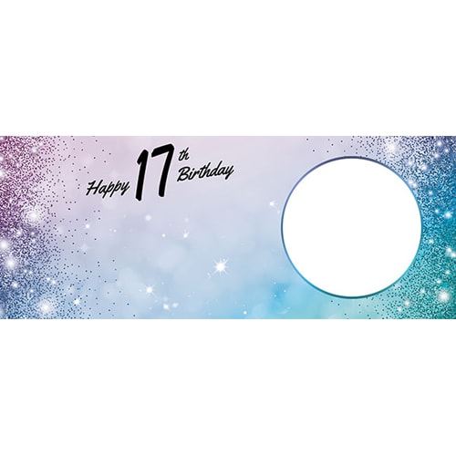 Happy 17th Birthday Sparkles Blue Pink Design Small Personalised Banner – 4ft x 2ft