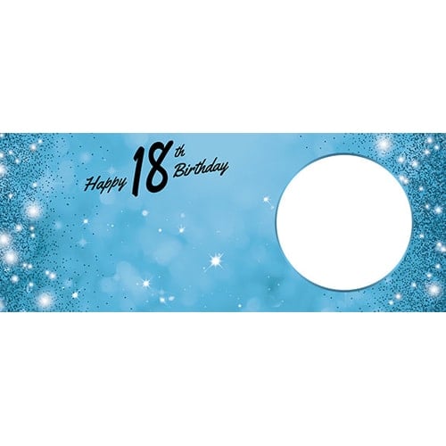 Happy 18th Birthday Sparkles Baby Blue Design Large Personalised Banner – 10ft x 4ft