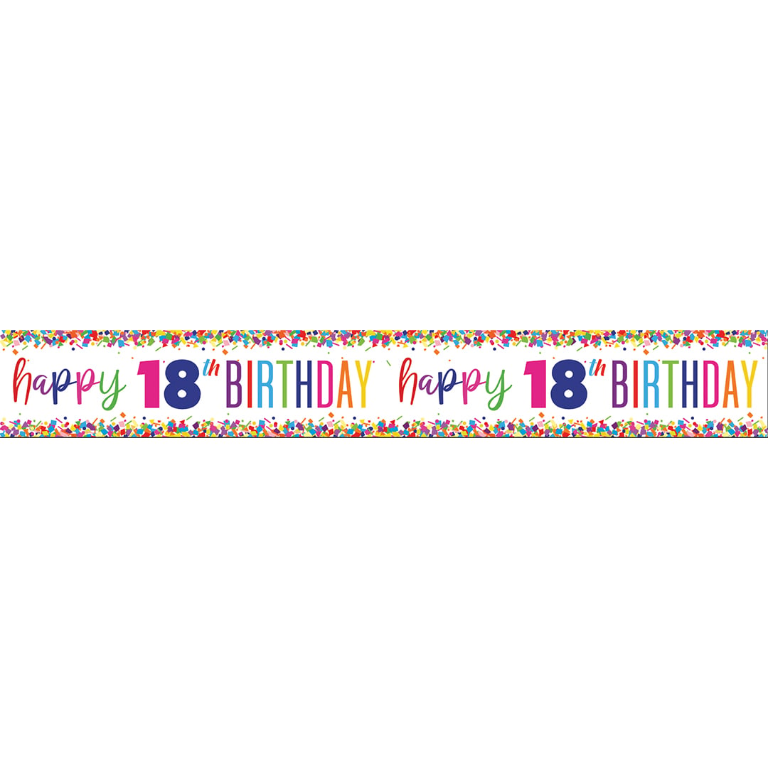Happy 18th Birthday Bright Confetti Foil Banner 274cm
