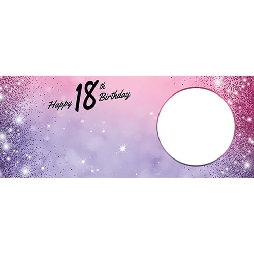 Happy 18th Birthday Sparkles Pink Purple Design Medium Personalised Banner – 6ft x 2.25ft