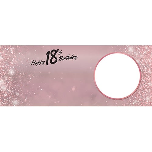 Happy 18th Birthday Rose Gold Sparkles Design Medium Personalised Banner 6ft x 2.25ft