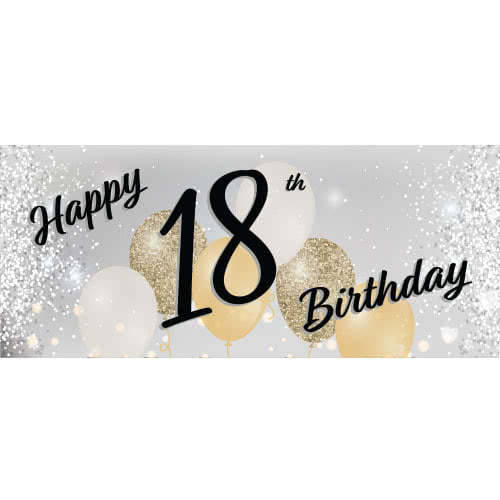 Happy 18th Birthday Silver PVC Party Sign Decoration Product Image