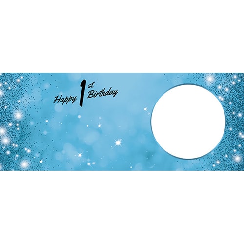 Happy 1st Birthday Sparkles Baby Blue Design Large Personalised Banner – 10ft x 4ft