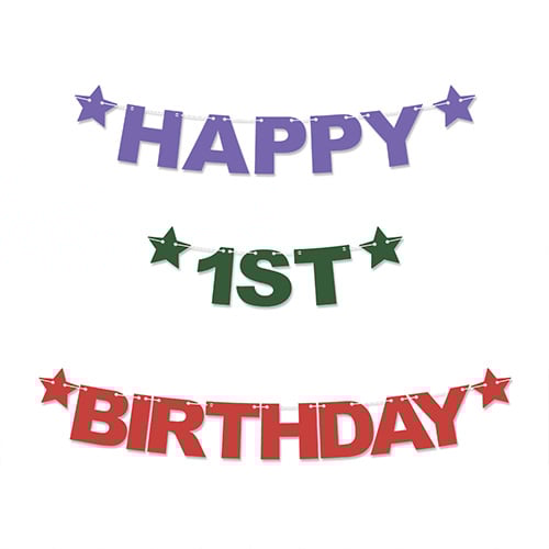 Happy 1st Birthday Customisable Recyclable Card Party Bunting  Product Gallery Image
