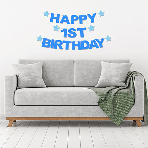 Happy 1st Birthday Customisable Recyclable Card Party Bunting  Product Gallery Image