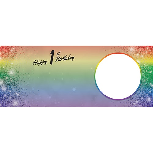 Happy 1st Birthday Rainbow Sparkles Design Medium Personalised Banner – 6ft x 2.25ft