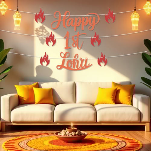 Happy 1st Lohri Bunting Recyclable Card Party Bunting Product Gallery Image