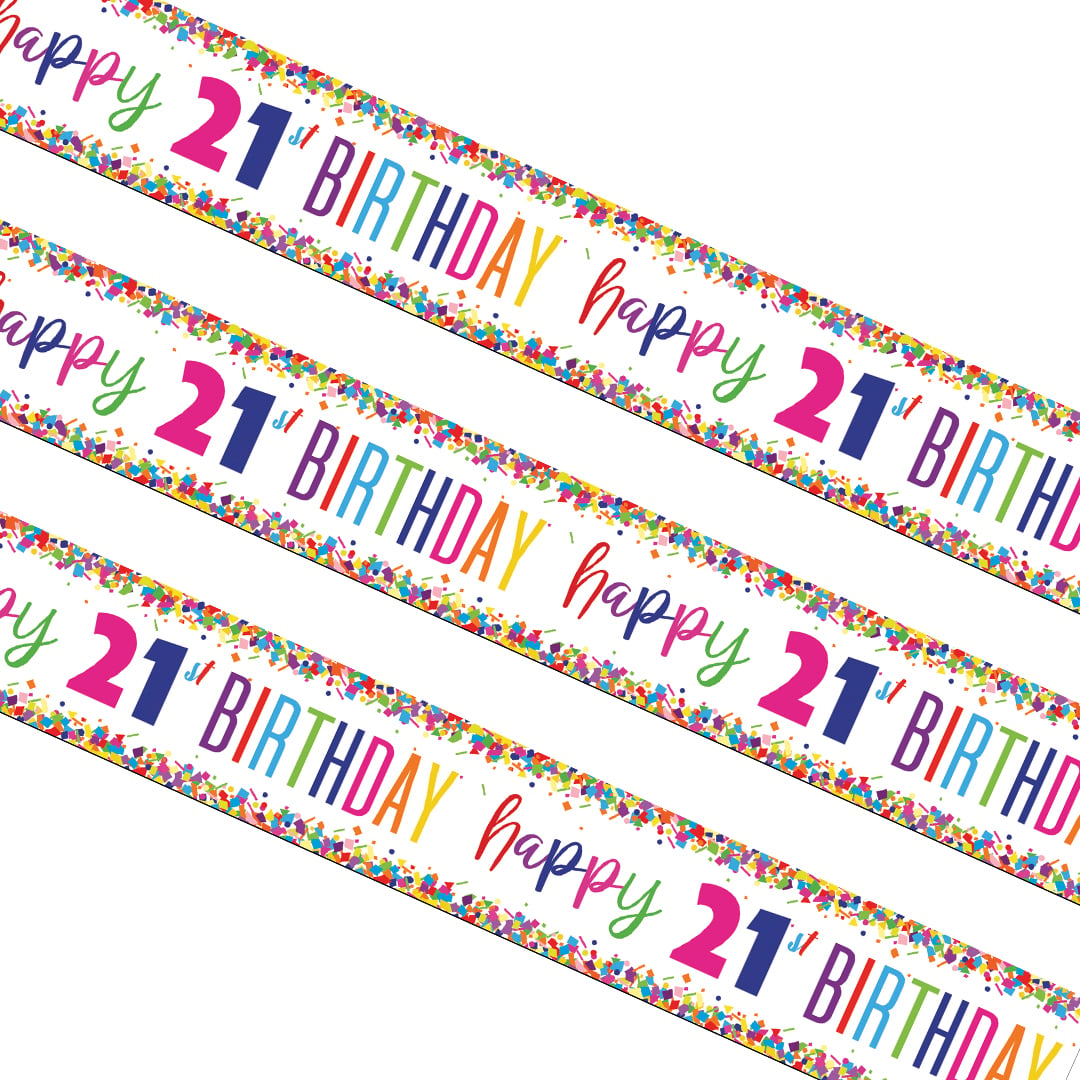 Happy 21st Birthday Bright Confetti Foil Banner 274cm View 2