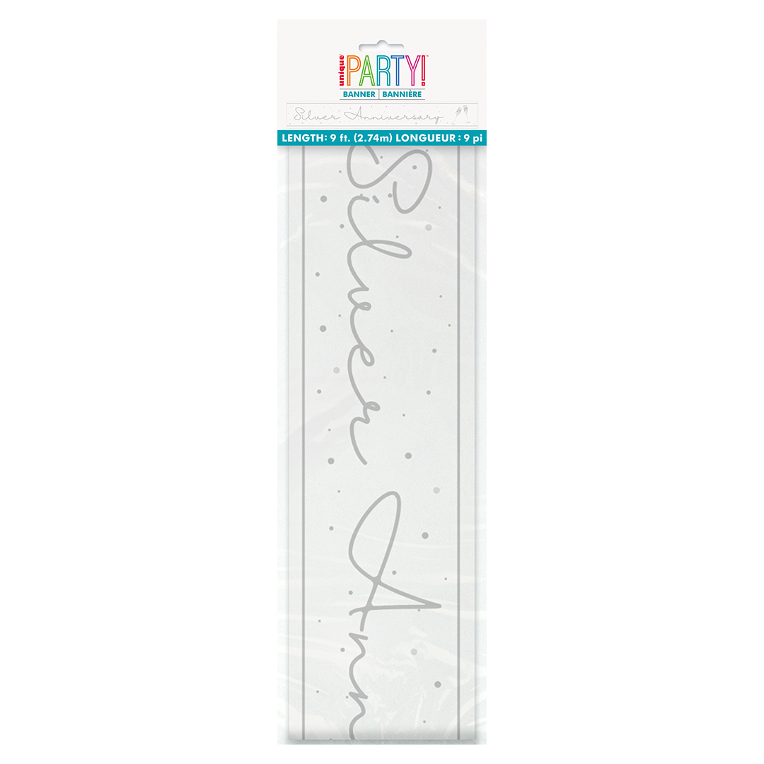 Happy 25th Silver Wedding Anniversary Foil Banner 2.7m Product Gallery Image