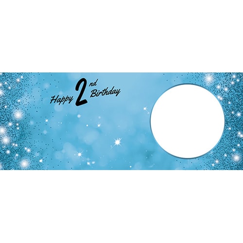 Happy 2nd Birthday Sparkles Baby Blue Design Medium Personalised Banner – 6ft x 2.25ft