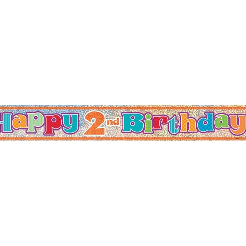 Happy 2nd Birthday Prismatic Foil Banner 365cm Product Image