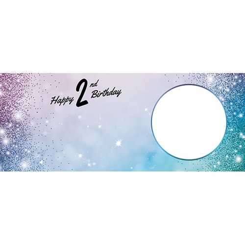Happy 2nd Birthday Sparkles Blue Pink Design Medium Personalised Banner – 6ft x 2.25ft