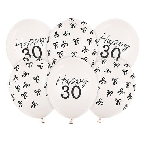 Happy 30 Elegant Milestone Birthday Latex Balloons 30cm / 12 in - Pack of 6 Product Gallery Image