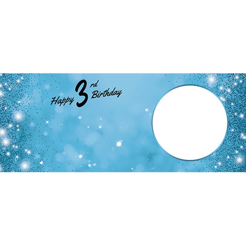 Happy 3rd Birthday Sparkles Baby Blue Design Medium Personalised Banner – 6ft x 2.25ft