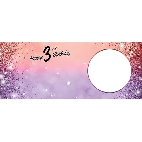 Happy 3rd Birthday Sparkles Red Purple Design Medium Personalised Banner – 6ft x 2.25ft