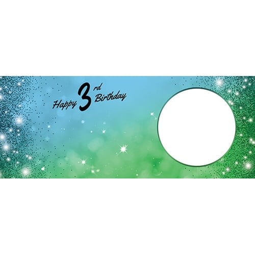 Happy 3rd Birthday Sparkles Blue Green Design Large Personalised Banner – 10ft x 4ft