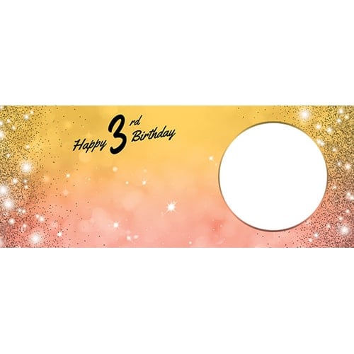 Happy 3rd Birthday Sparkles Gold Pink Design Large Personalised Banner – 10ft x 4ft