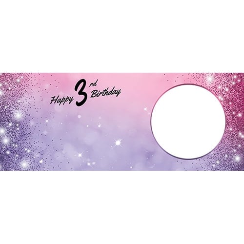 Happy 3rd Birthday Sparkles Pink Purple Design Small Personalised Banner – 4ft x 2ft