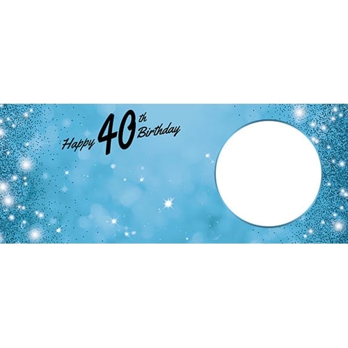 Happy 40th Birthday Sparkles Baby Blue Design Small Personalised Banner – 4ft x 2ft