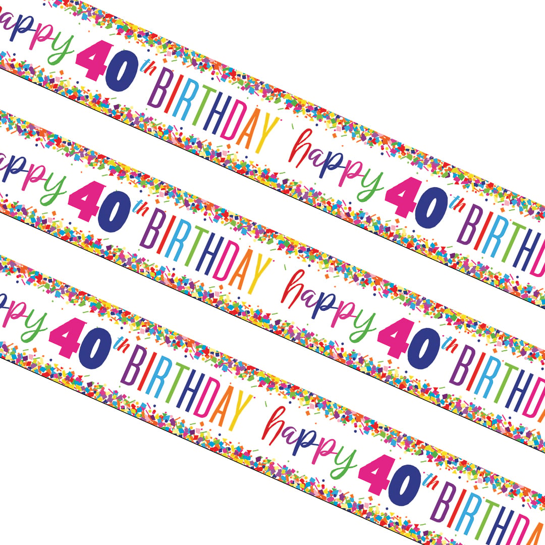 Happy 40th Birthday Bright Confetti Foil Banner 274cm View 2