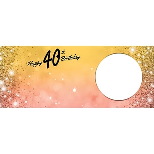 Happy 40th Birthday Sparkles Gold Pink Design Medium Personalised Banner – 6ft x 2.25ft