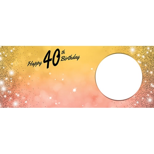 Happy 40th Birthday Sparkles Gold Pink Design Small Personalised Banner – 4ft x 2ft