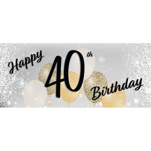 Happy 40th Birthday Silver PVC Party Sign Decoration Product Image
