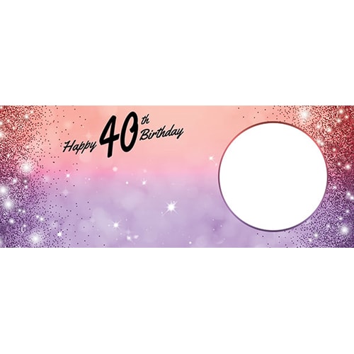 Happy 40th Birthday Sparkles Red Purple Design Medium Personalised Banner – 6ft x 2.25ft