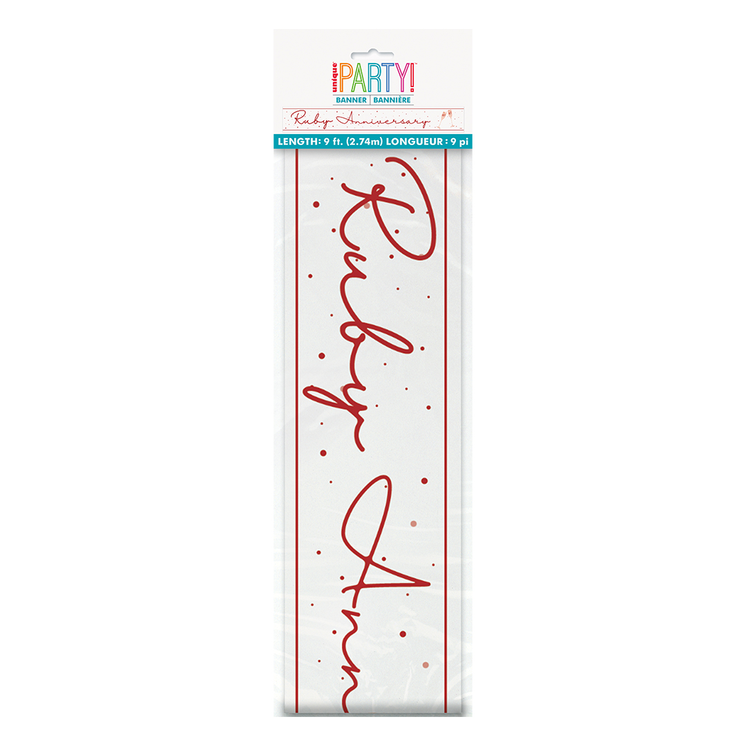 Happy 40th Ruby Wedding Anniversary Foil Banner 2.7m Product Gallery Image